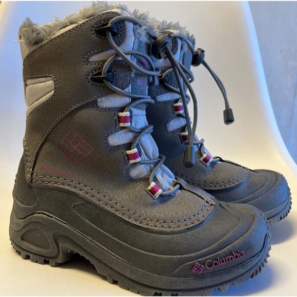COLUMBIA Insulated Waterproof Kids 200 Grams Winter Boots Gray - Size 1 - Picture 3 of 8